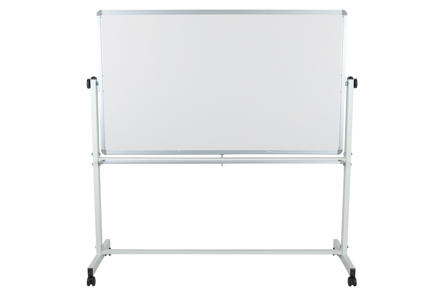 BLNK HERCULES Series Reversible Mobile Cork Bulletin Board and White Board with Pen Tray - 62.5"W x 62.25"H