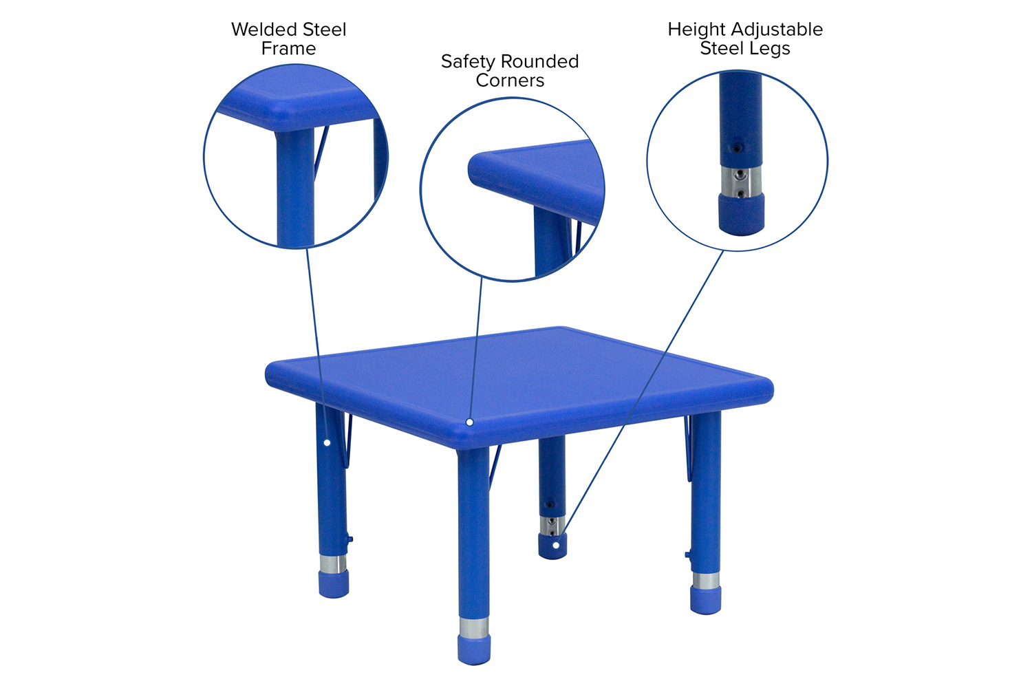 BLNK Wren Square Plastic Adjustable Activity Table - Blue