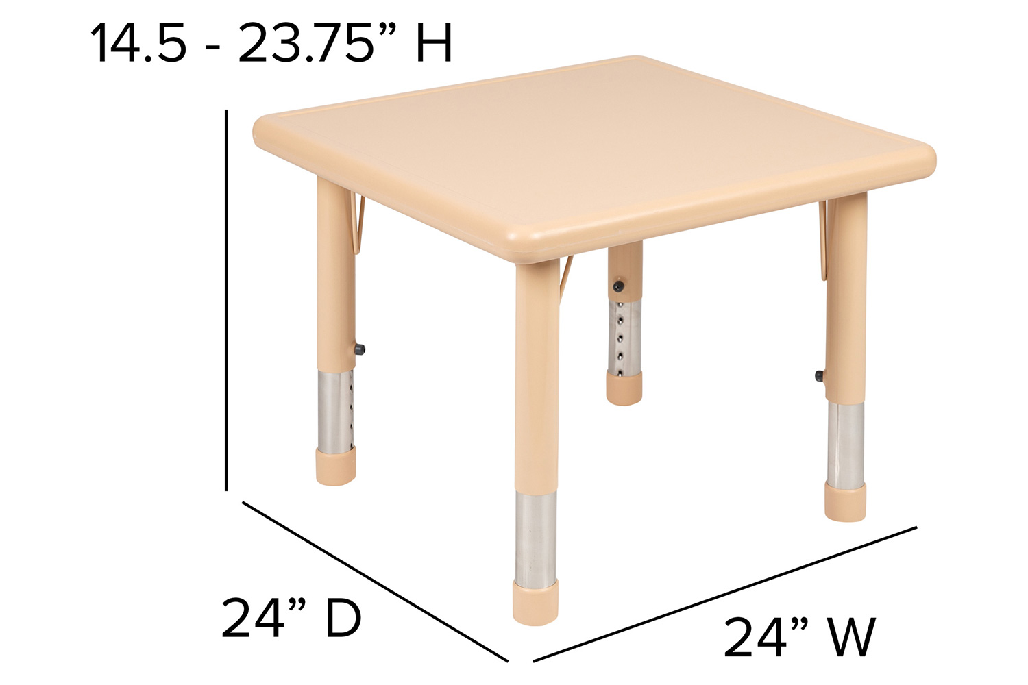 BLNK Wren Square Plastic Adjustable Activity Table - Natural