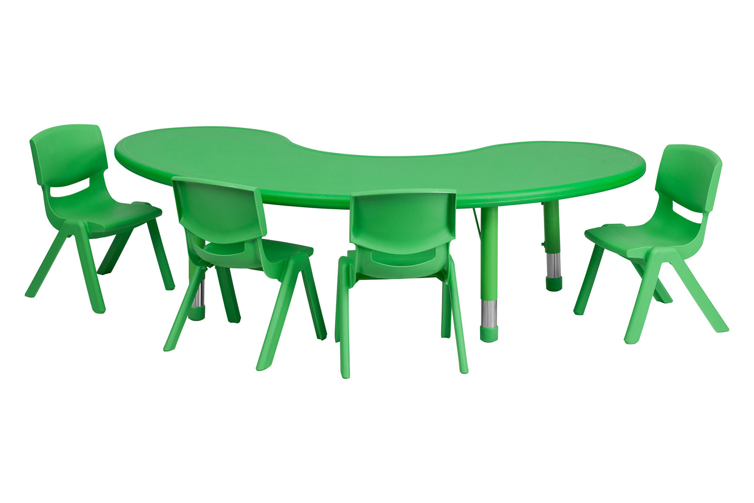 BLNK - Emmy Half-Moon Plastic Height Adjustable Activity Table Set with 4 Chairs