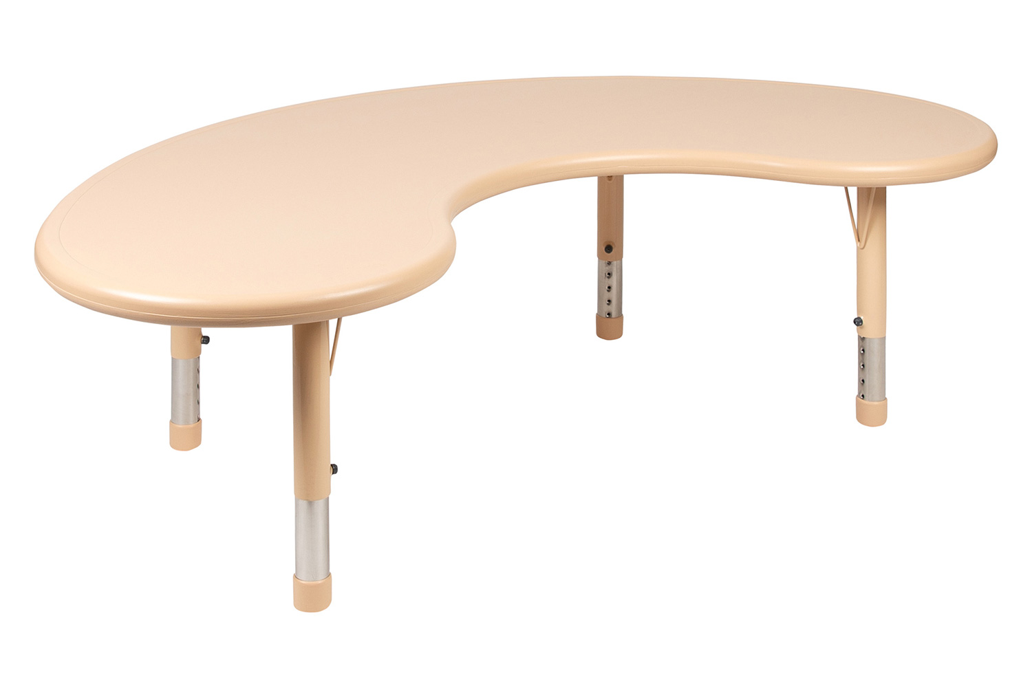 BLNK Emmy Half-Moon Plastic Height Adjustable Activity Table Set with 4 Chairs - Natural