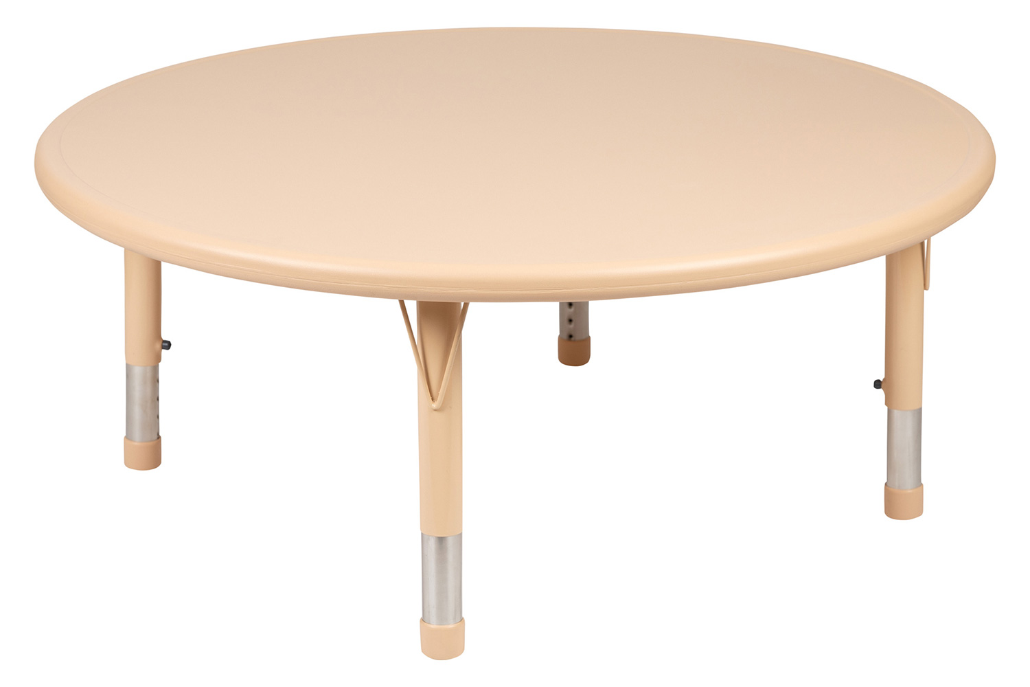 BLNK Emmy Round Plastic Height Adjustable Activity Table Set - Natural, 45"D, with 2 Chairs