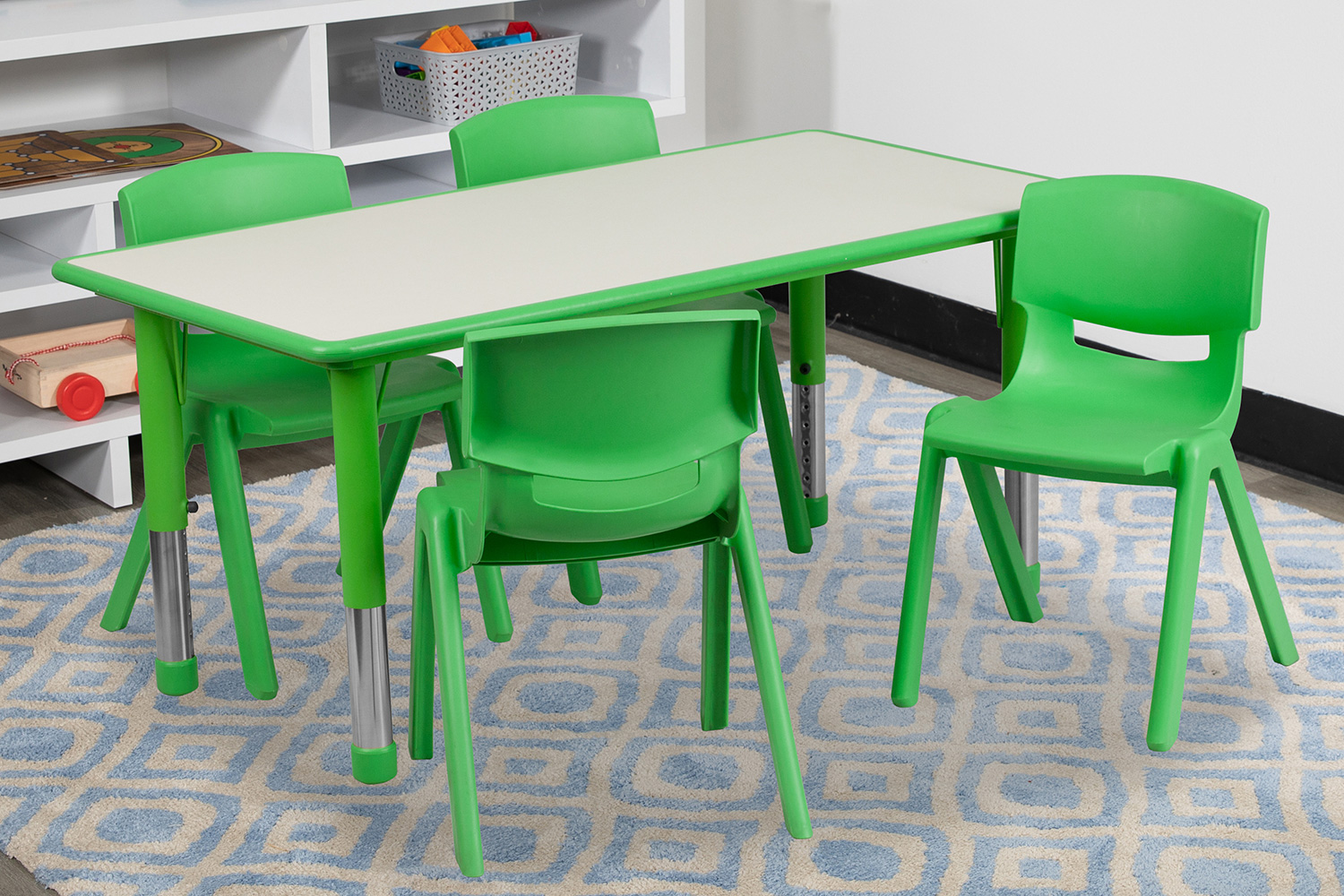 BLNK - Emmy Rectangular Plastic Height Adjustable Activity Table Set