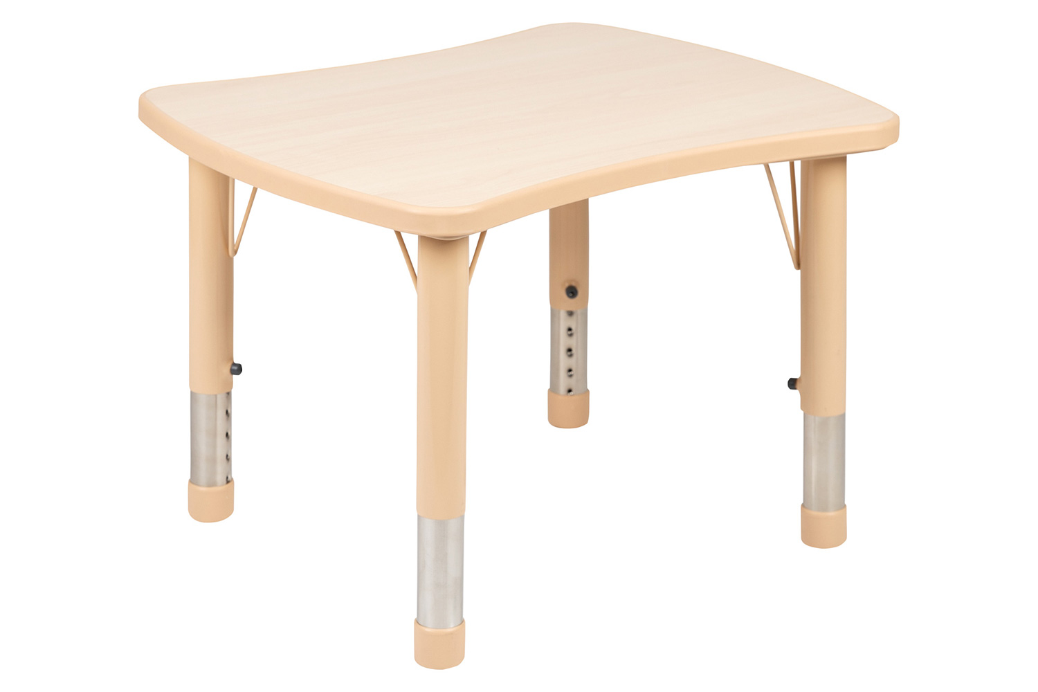 BLNK Emmy Rectangular Plastic Height Adjustable Activity Table Set - Natural, 21.875"W x 26.625"L, with 2 Chairs