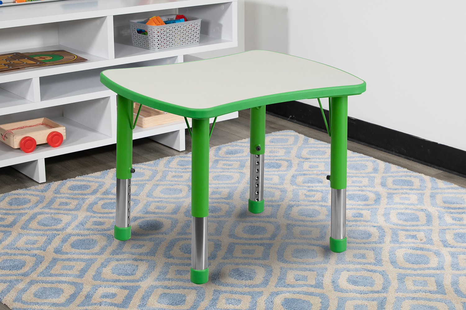 BLNK - Wren Rectangular Plastic Height Adjustable Activity Table with Gray Top