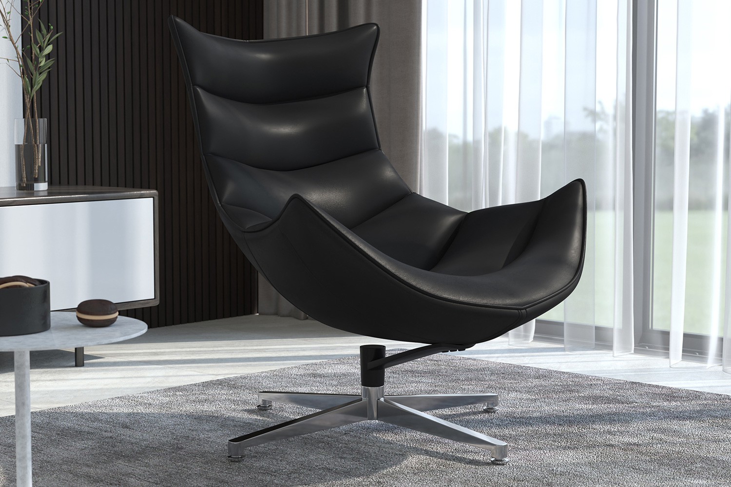 BLNK - Pasithea LeatherSoft Swivel Cocoon Chair