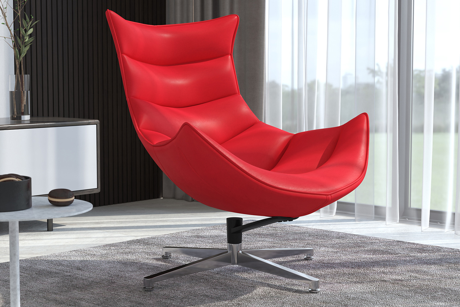 BLNK - Pasithea LeatherSoft Swivel Cocoon Chair