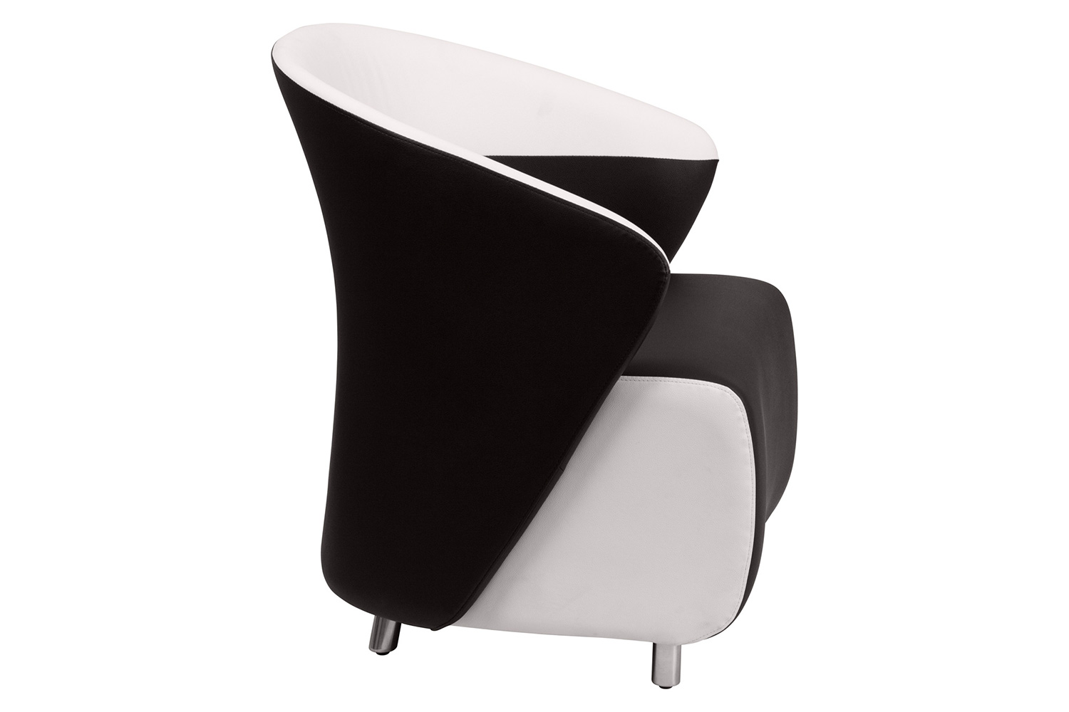 BLNK Pasithea LeatherSoft Curved Barrel Back Lounge Chair - Black/Melrose White