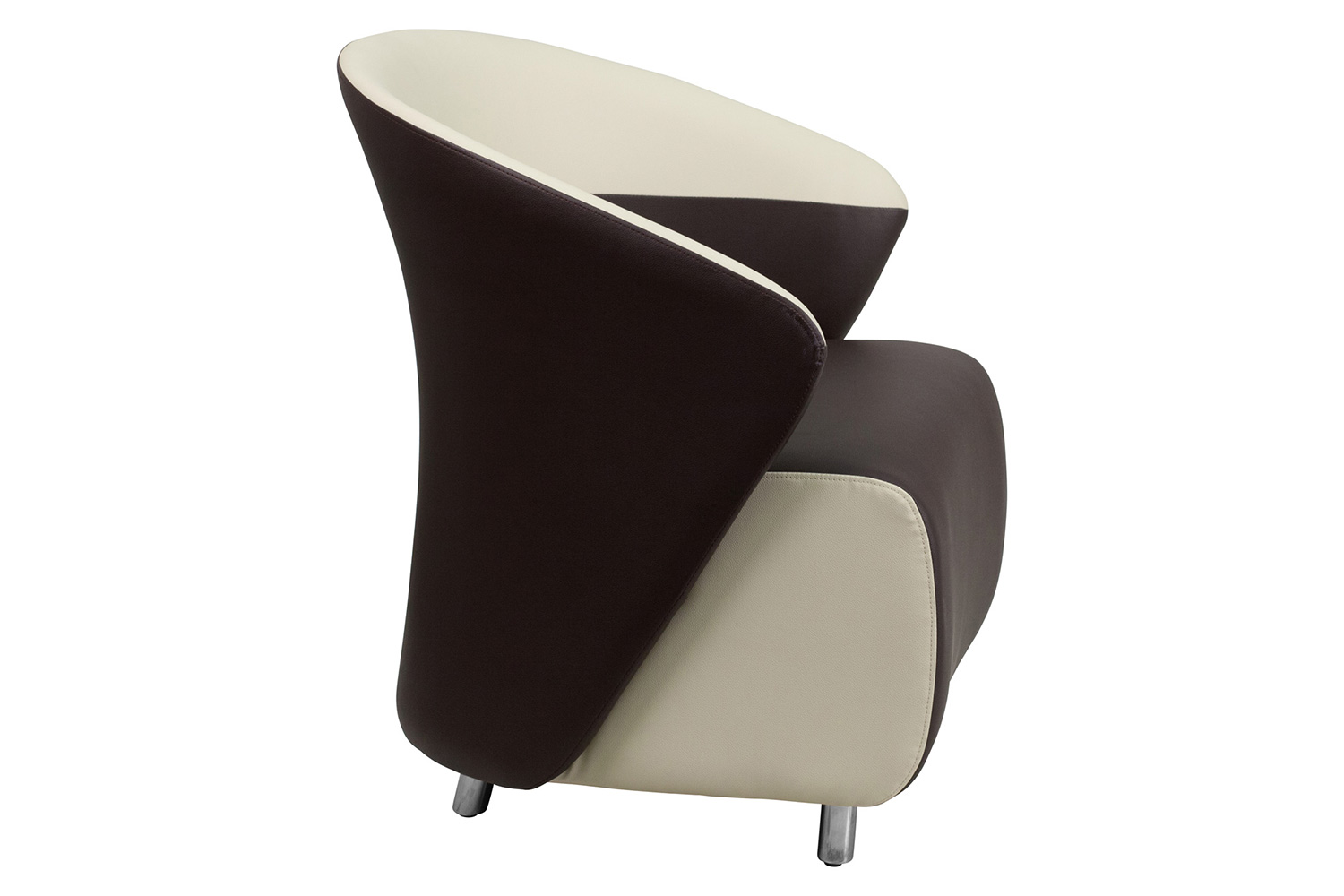 BLNK Pasithea LeatherSoft Curved Barrel Back Lounge Chair - Dark Brown/Beige