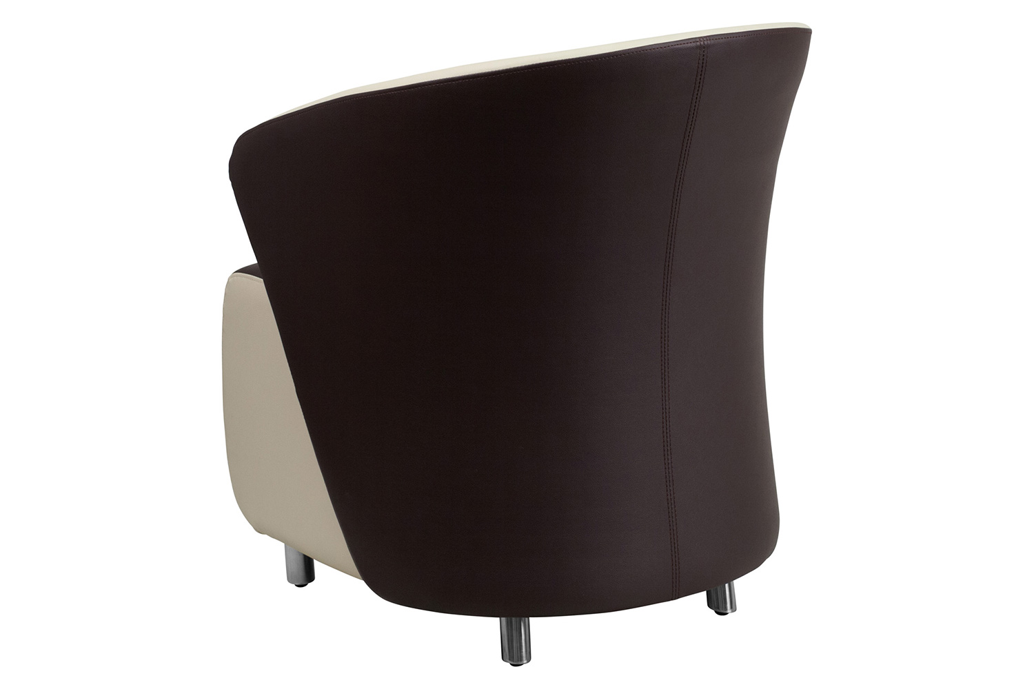 BLNK Pasithea LeatherSoft Curved Barrel Back Lounge Chair - Dark Brown/Beige