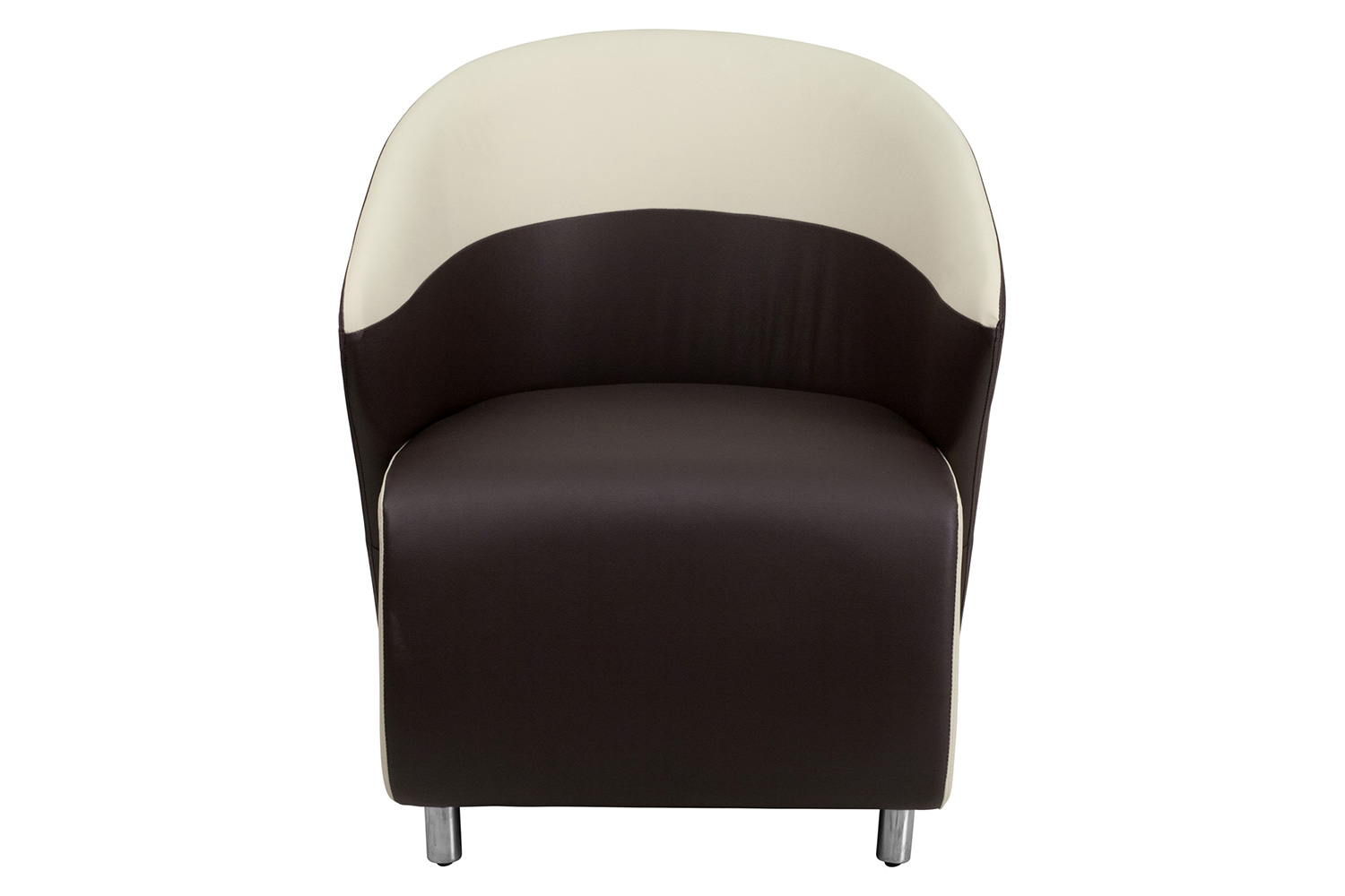 BLNK Pasithea LeatherSoft Curved Barrel Back Lounge Chair - Dark Brown/Beige