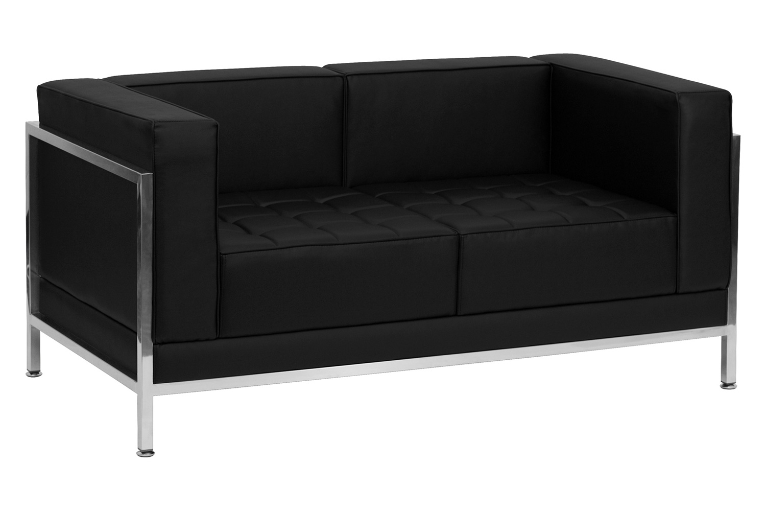 BLNK HERCULES Imagination Series LeatherSoft Contemporary Loveseat with Encasing Frame - Black