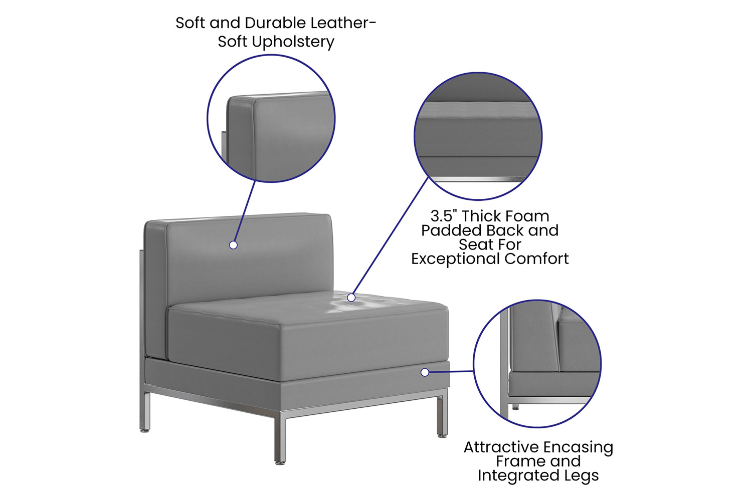 BLNK HERCULES Imagination Series LeatherSoft Contemporary Middle Chair - Gray
