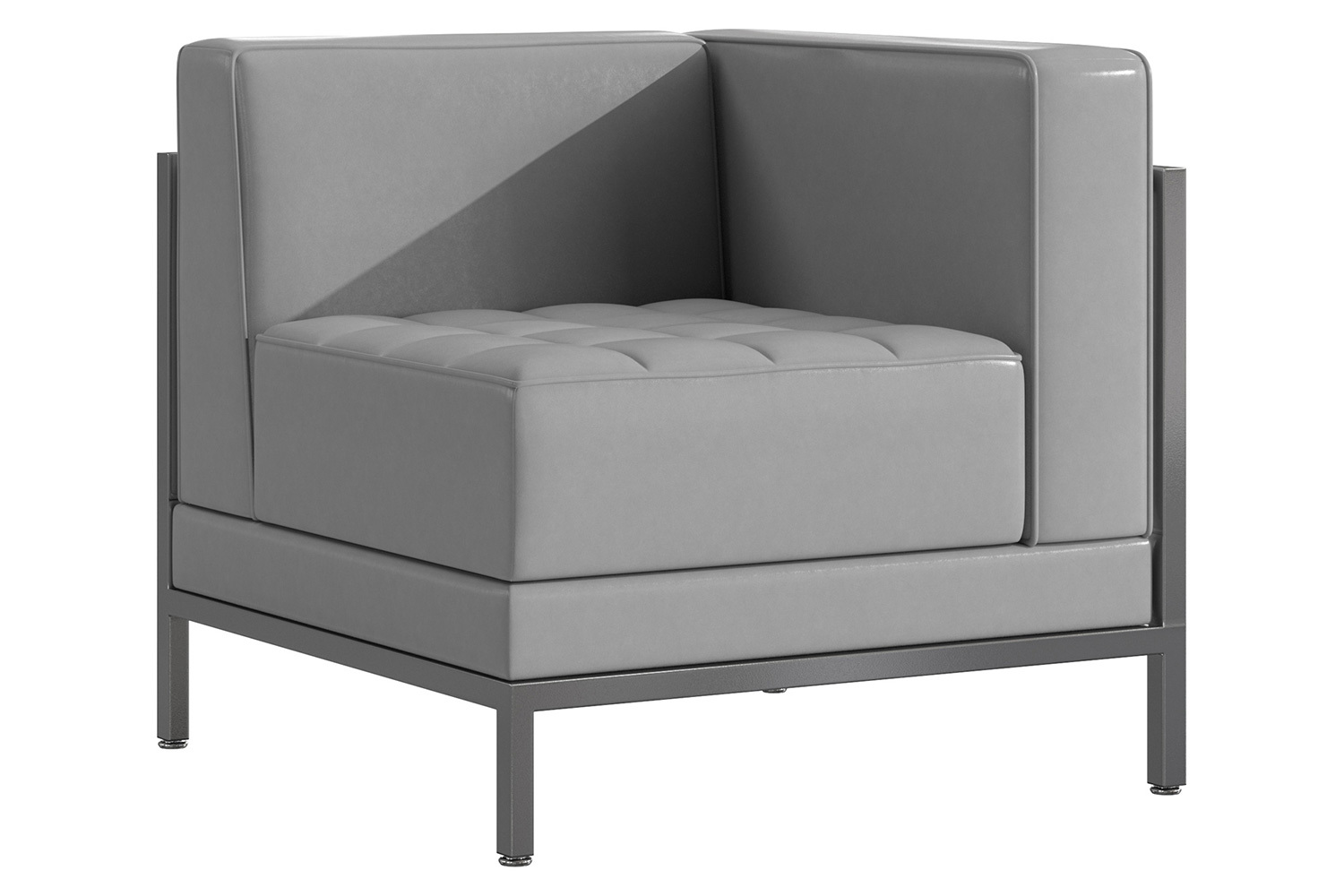 BLNK HERCULES Imagination Series LeatherSoft Contemporary Right Corner Chair with Encasing Frame - Gray