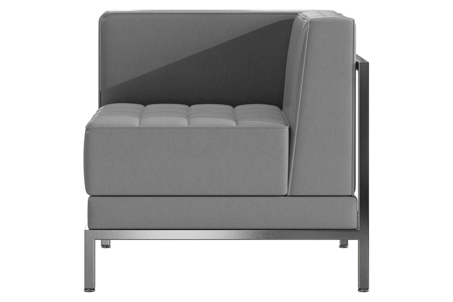 BLNK HERCULES Imagination Series LeatherSoft Contemporary Right Corner Chair with Encasing Frame - Gray