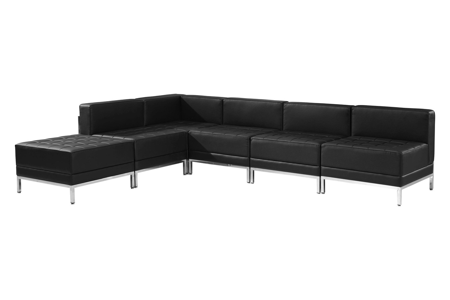 BLNK HERCULES Imagination Series Set 10 LeatherSoft Sectional Configuration 6 Pieces - Black