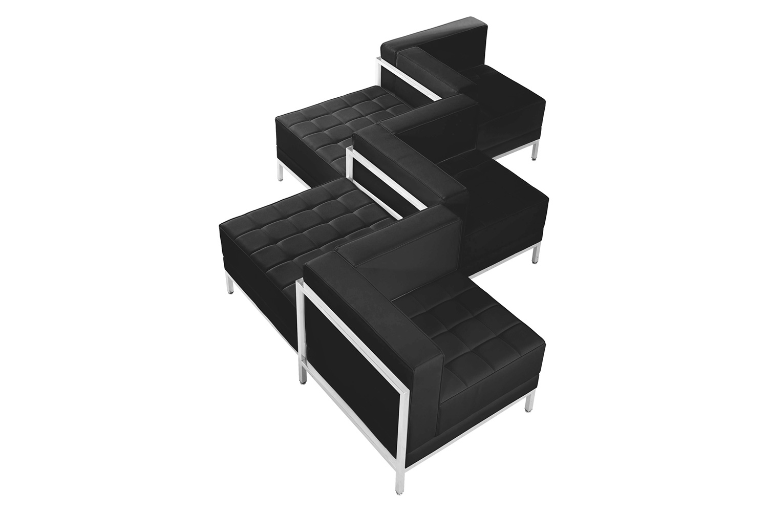 BLNK HERCULES Imagination Series LeatherSoft Chair and Ottoman Set 5 Piece - Black