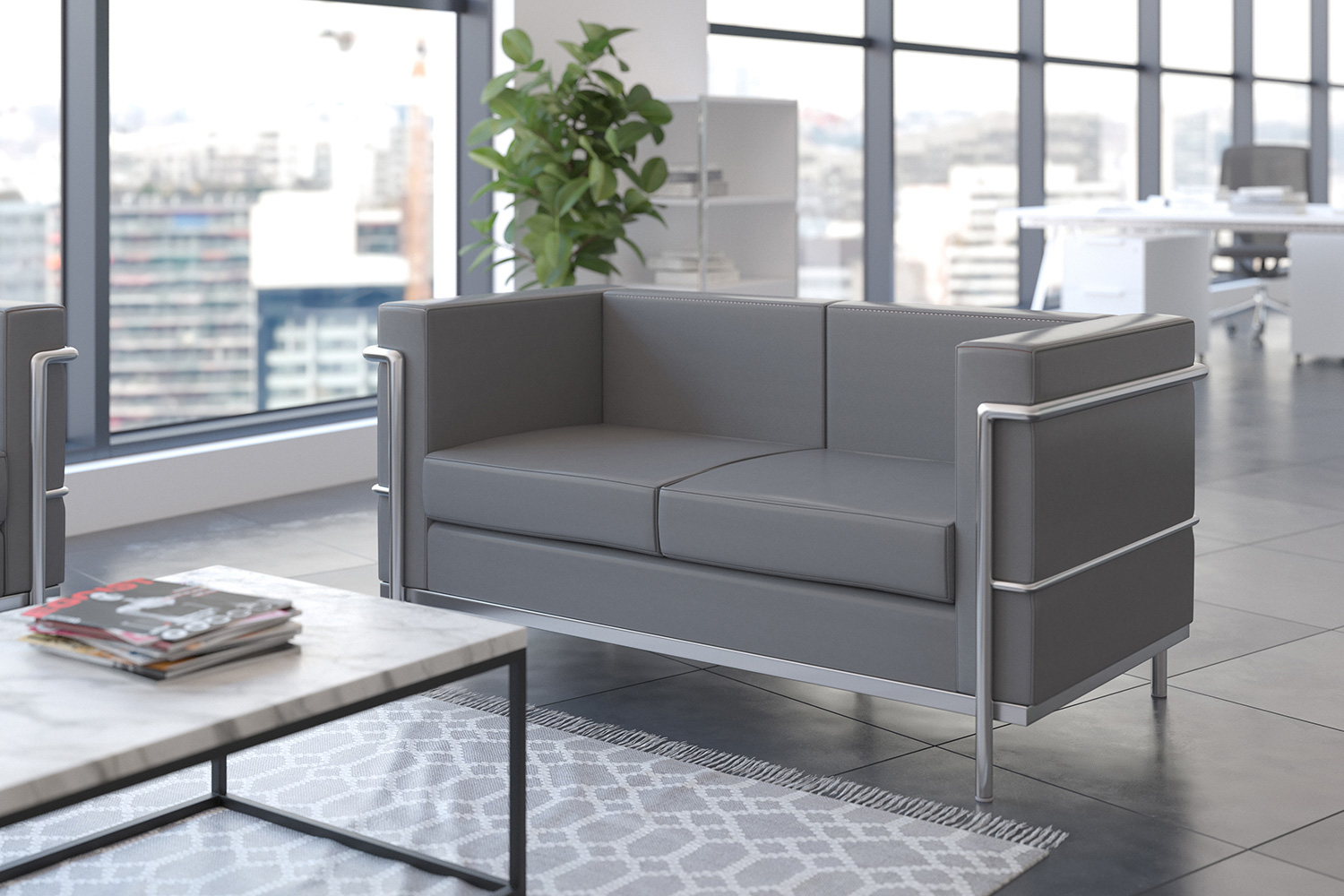 BLNK - HERCULES Regal Series LeatherSoft Contemporary Loveseat with Encasing Frame