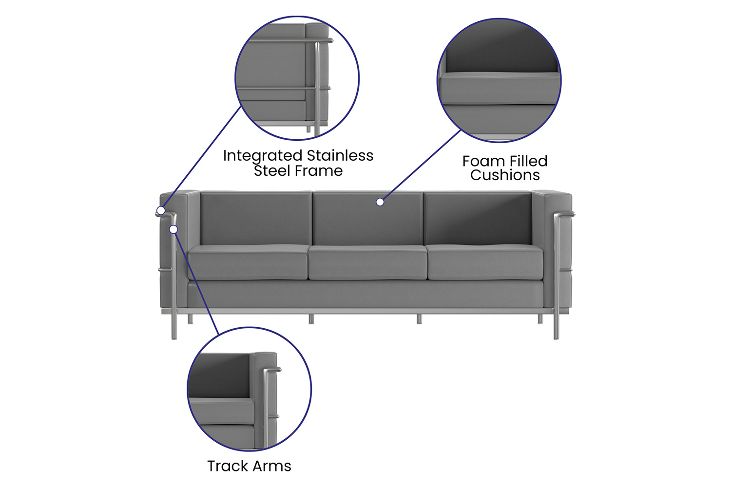 BLNK HERCULES Regal Series LeatherSoft Reception Set - Gray