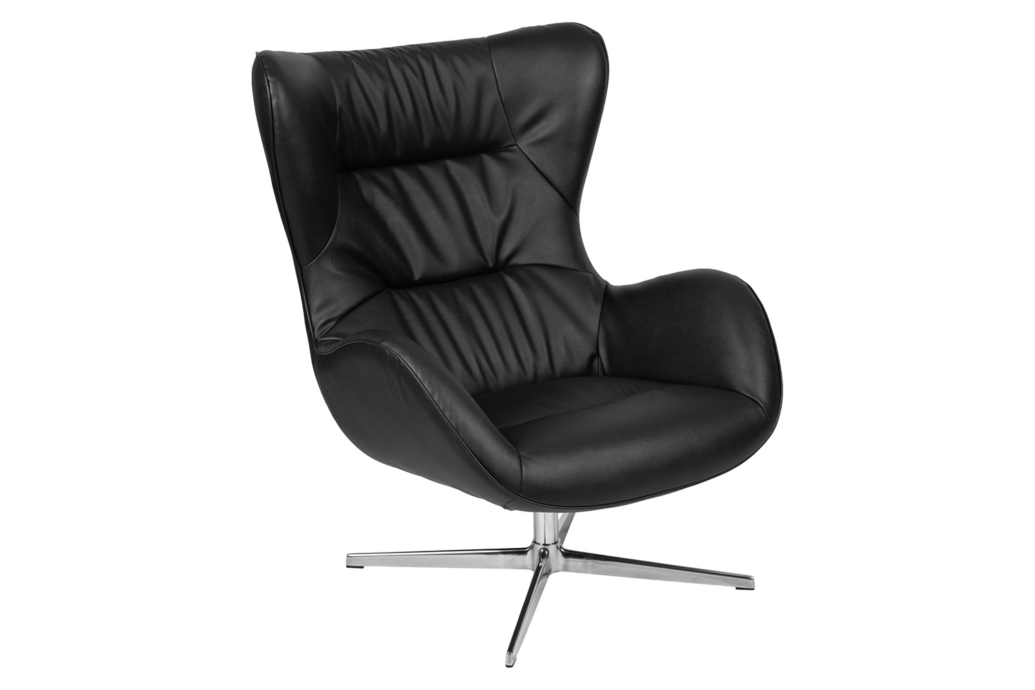 BLNK Rally LeatherSoft Swivel Wing Chair - Black
