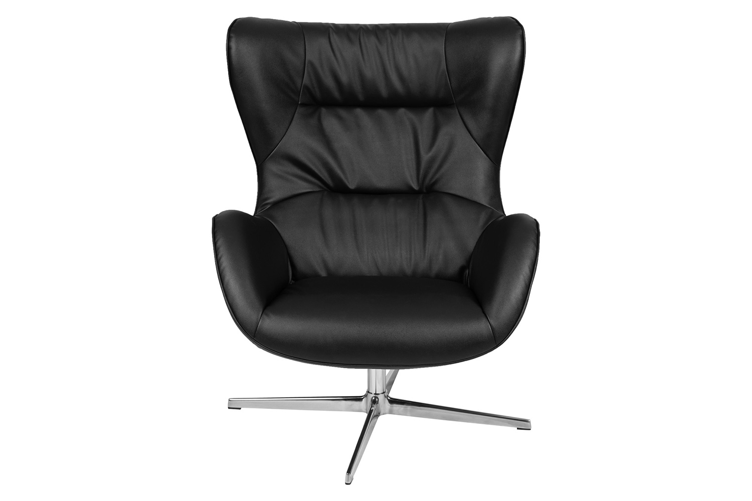 BLNK Rally LeatherSoft Swivel Wing Chair - Black