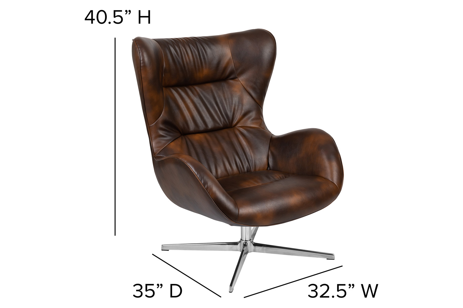 BLNK Rally LeatherSoft Swivel Wing Chair - Bomber Jacket