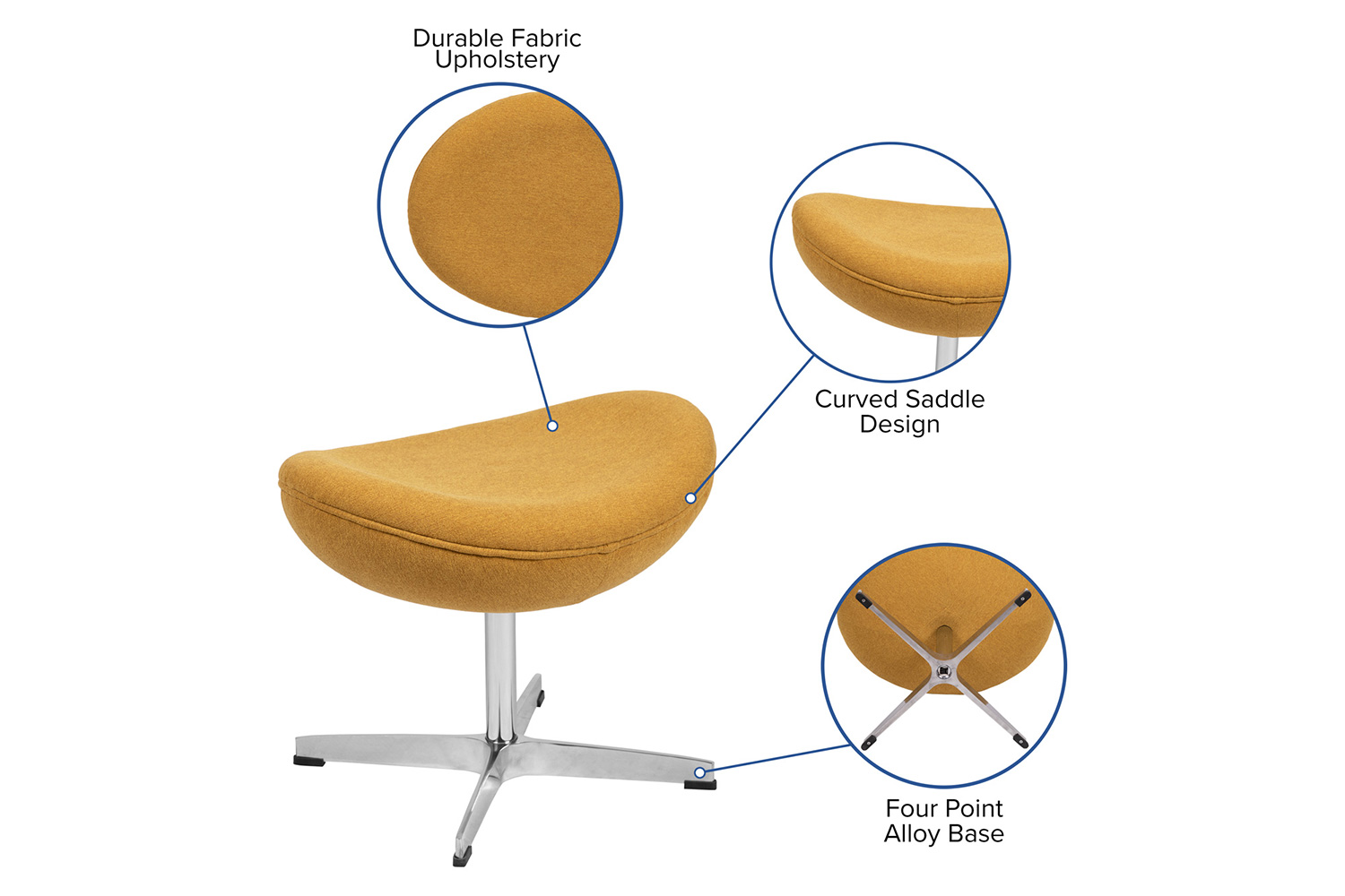 BLNK Rally Fabric Saddle Wing Ottoman - Citron
