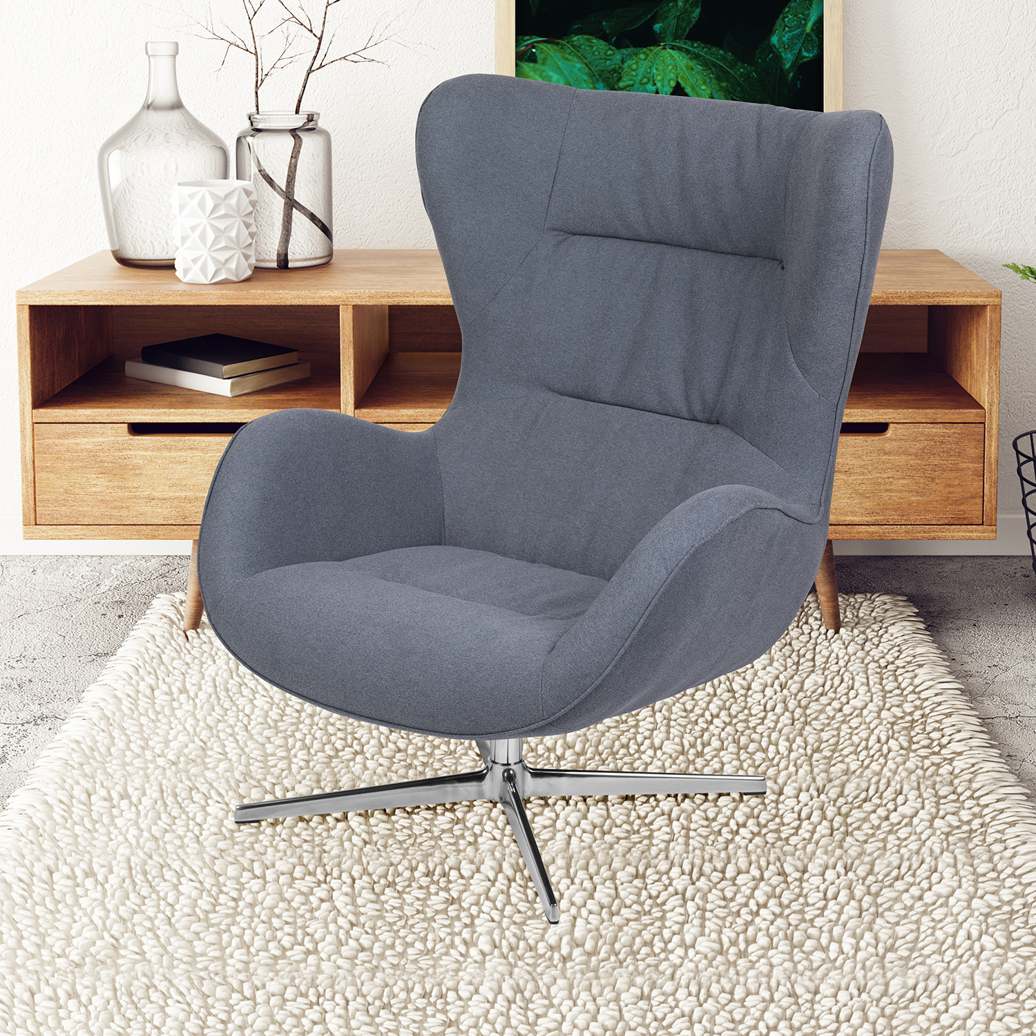 BLNK - Rally Fabric Swivel Wing Chair