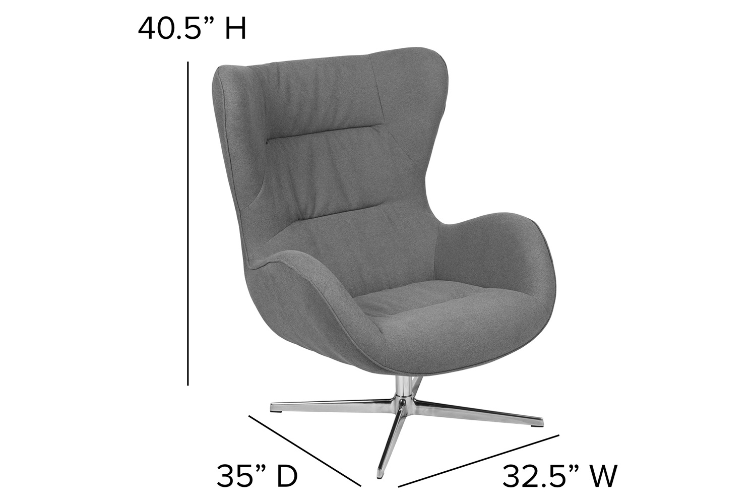 BLNK Rally Fabric Swivel Wing Chair - Gray