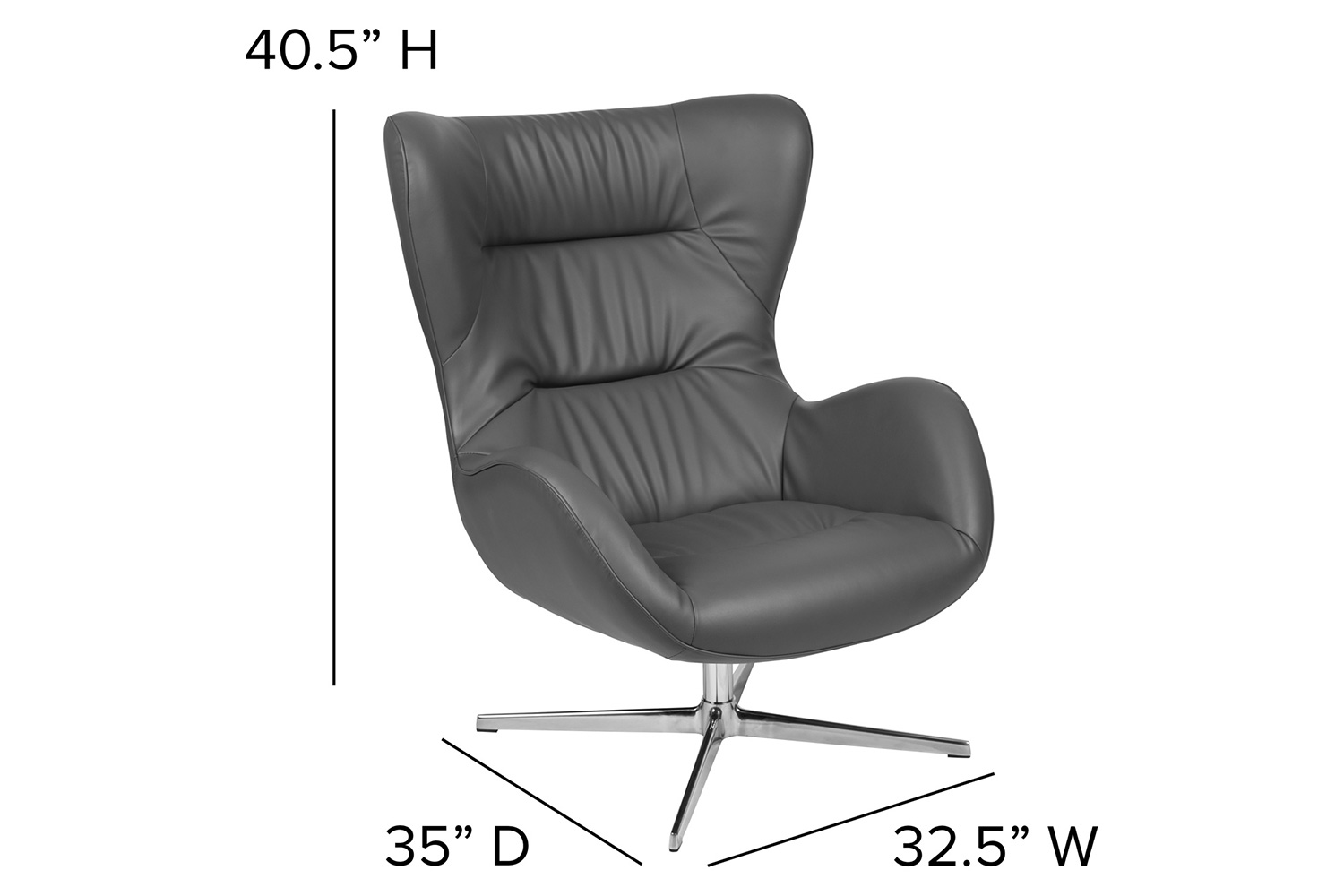 BLNK Rally LeatherSoft Swivel Wing Chair - Gray