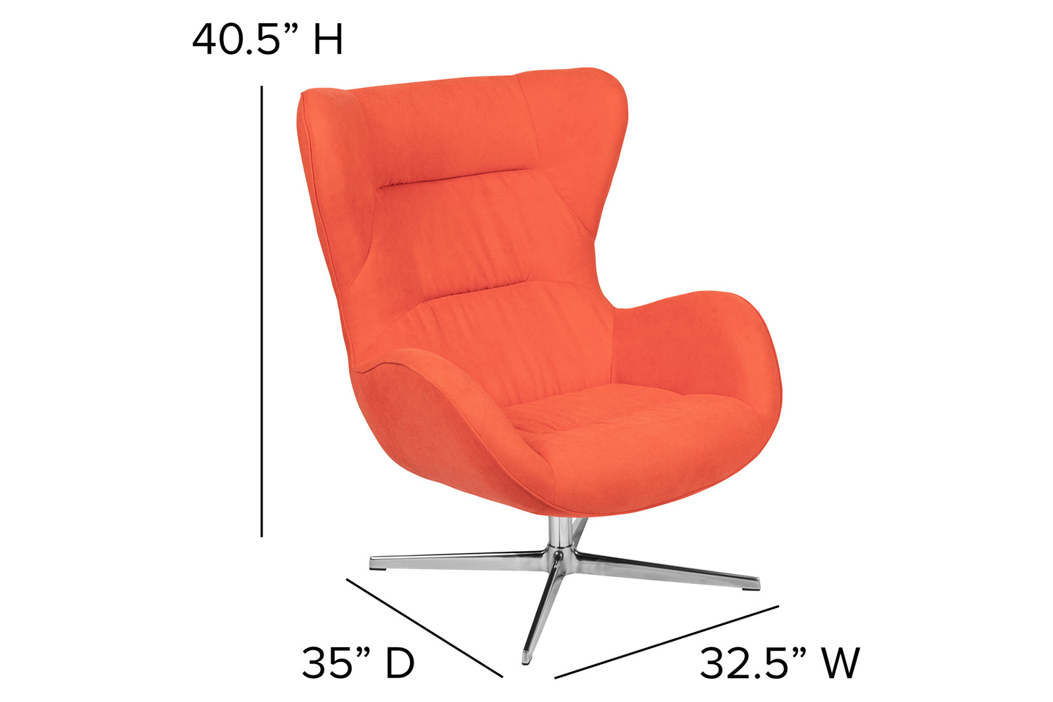 BLNK Rally Fabric Swivel Wing Chair - Orange