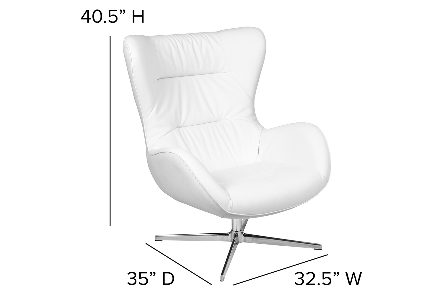 BLNK Rally LeatherSoft Swivel Wing Chair - White
