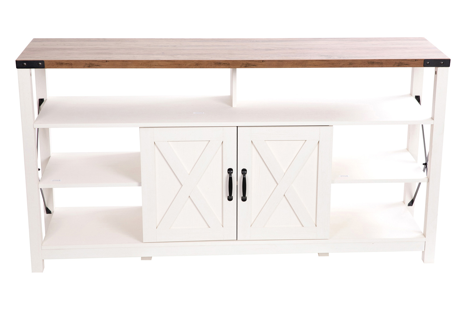 BLNK Wyatt Modern Farmhouse Tall TV Console Cabinet with Storage Cabinets and Shelves for TV's up to 60" - White/Rustic Oak