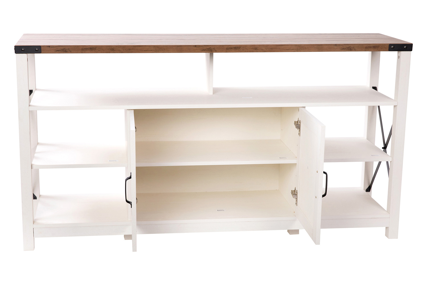 BLNK Wyatt Modern Farmhouse Tall TV Console Cabinet with Storage Cabinets and Shelves for TV's up to 60" - White/Rustic Oak