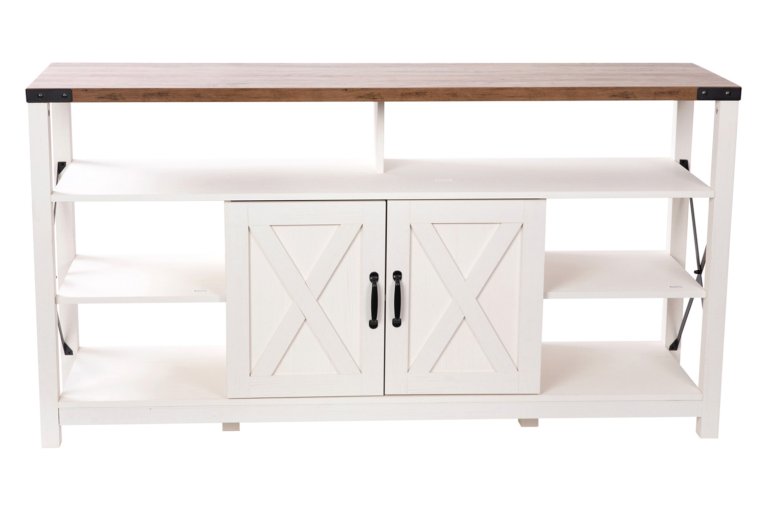 BLNK Wyatt Modern Farmhouse Tall TV Console Cabinet with Storage Cabinets and Shelves for TV's up to 60" - White/Rustic Oak