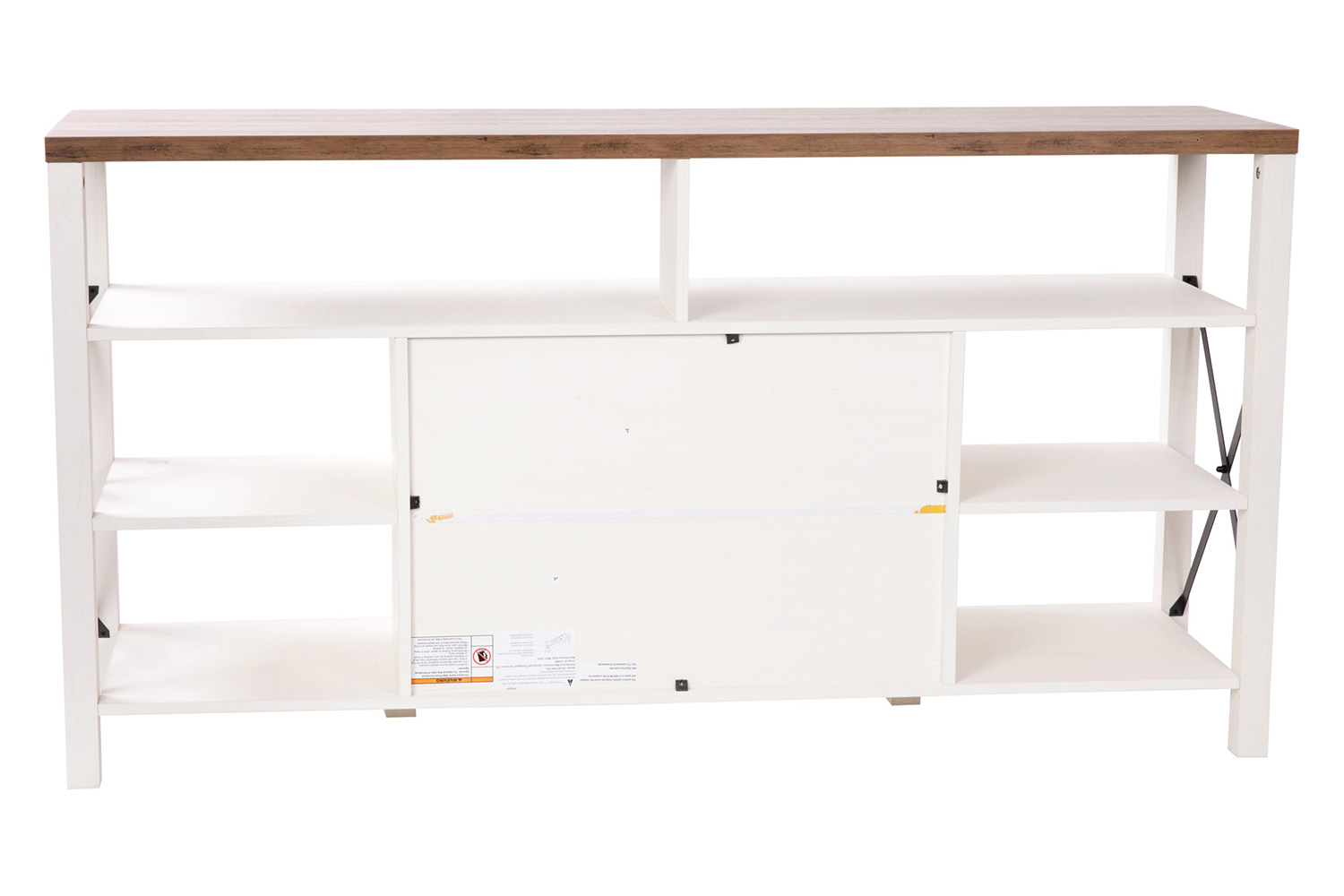 BLNK Wyatt Modern Farmhouse Tall TV Console Cabinet with Storage Cabinets and Shelves for TV's up to 60" - White/Rustic Oak