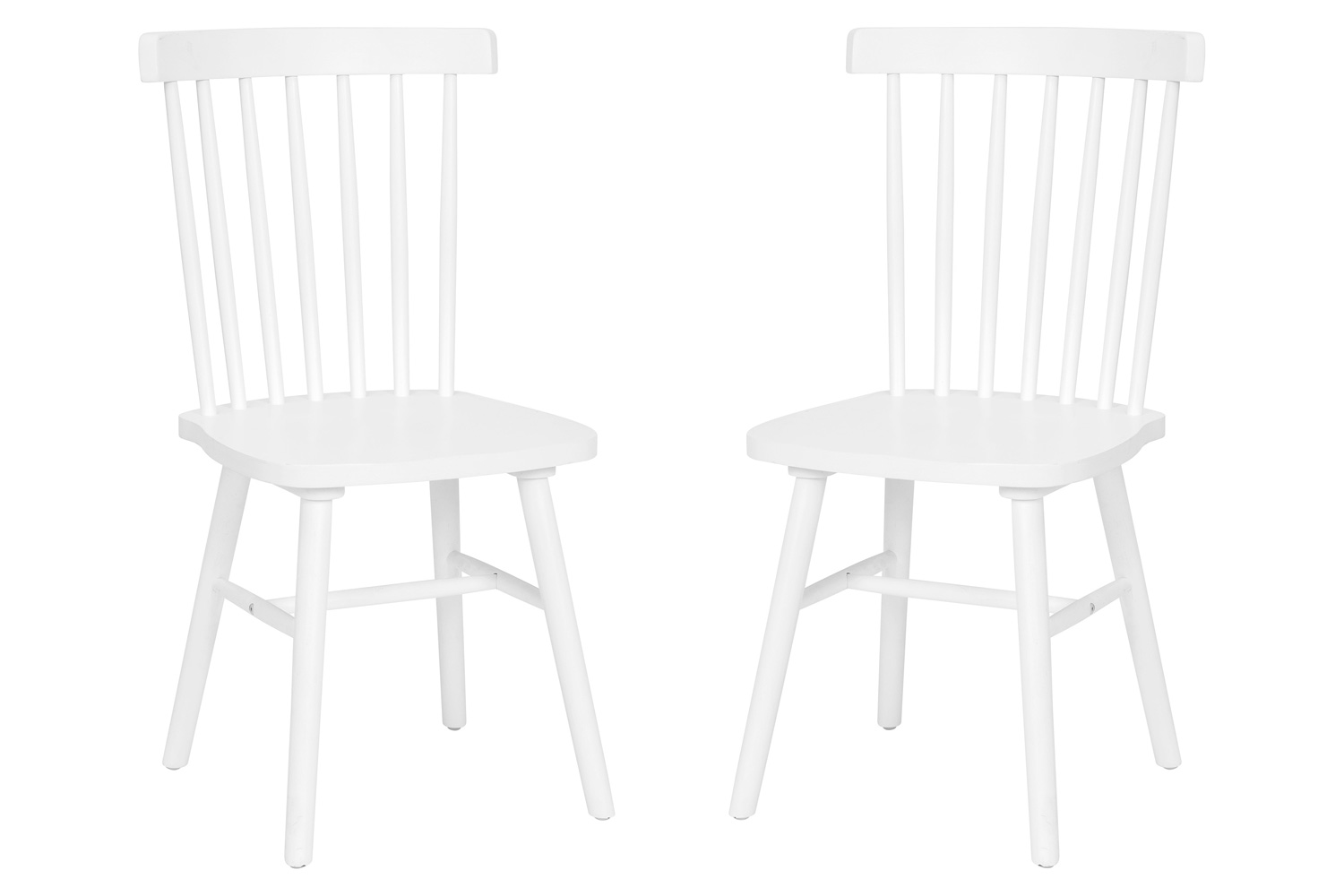 BLNK Ingrid Commercial Windsor Dining Chairs, Solid Wood Armless Spindle Back Restaurant Dining Chairs Set of 2 - White