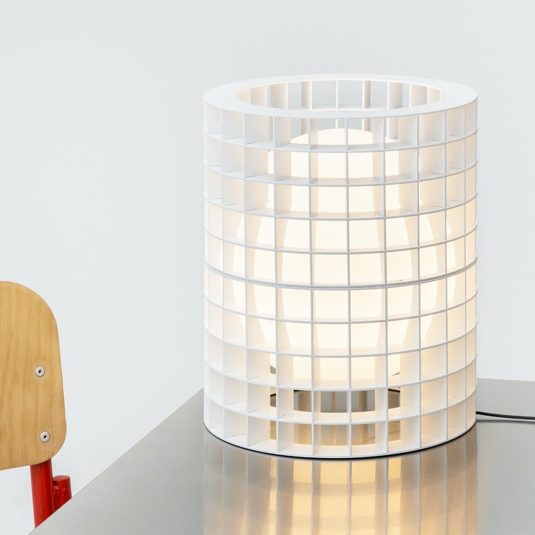 FontanaArte Matrix Medium Table Lamp - White, Glass/Galvanized Metal