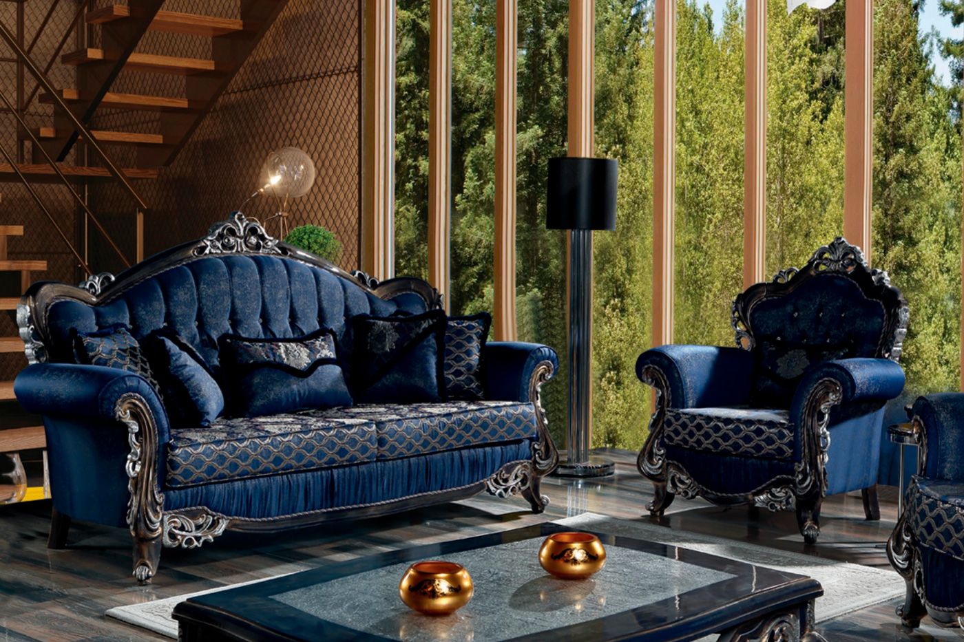 Furnia - Tuana Armchair in Blue, Fabric