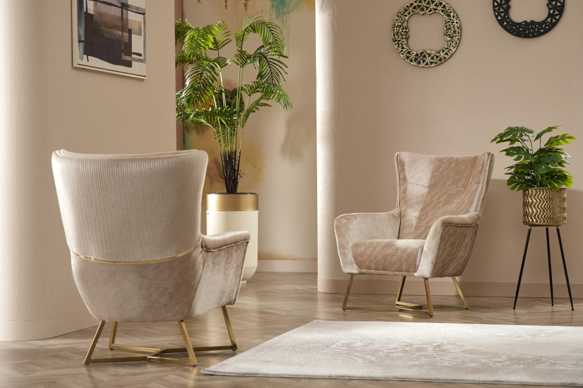Furnia - Berlin Armchair in Beige, Fabric