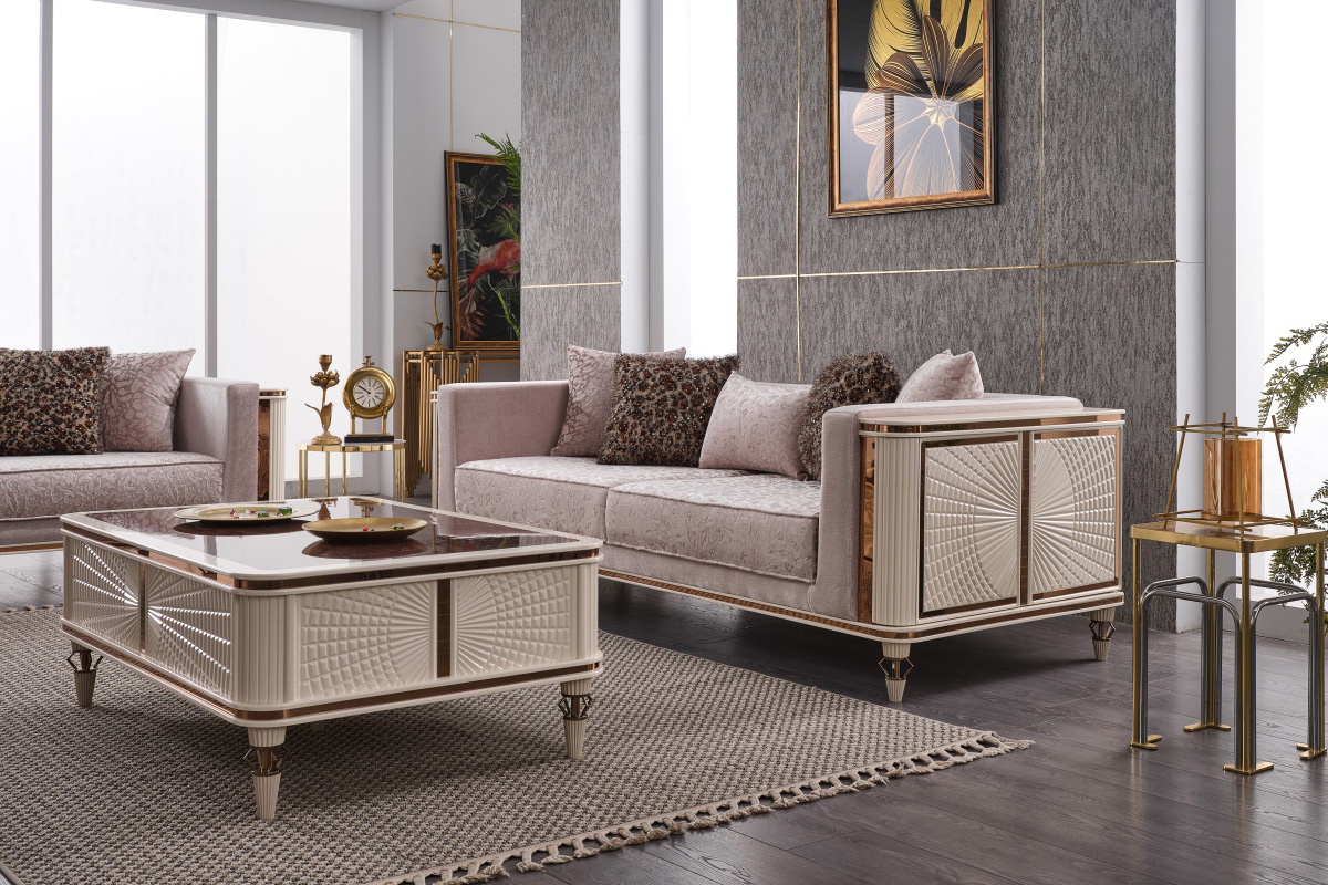 Furnia - Eva Stationary Sofa in Cream, Fabric