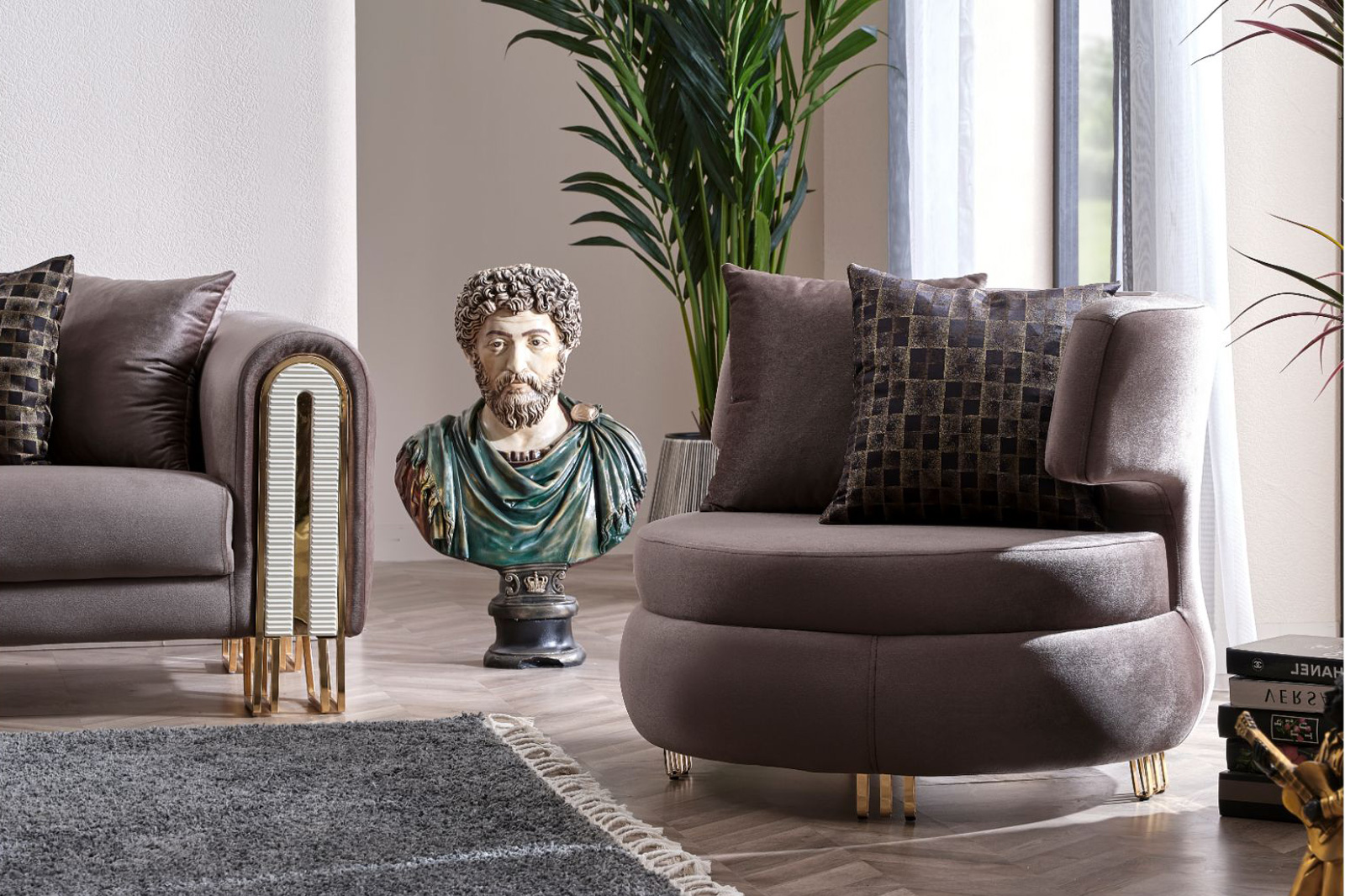 Furnia Kapadokya Armchair - Brown, Fabric