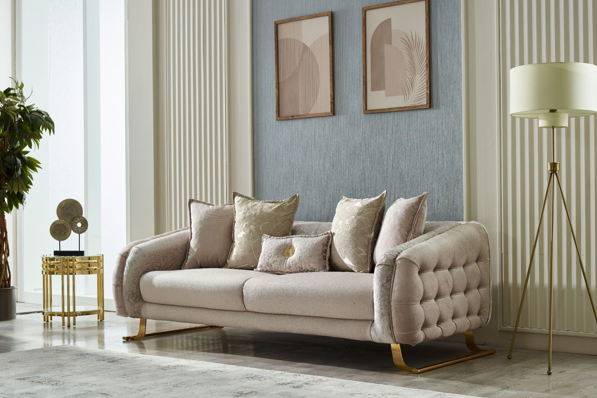 Furnia Laguna Stationary Sofa - Cream, Fabric