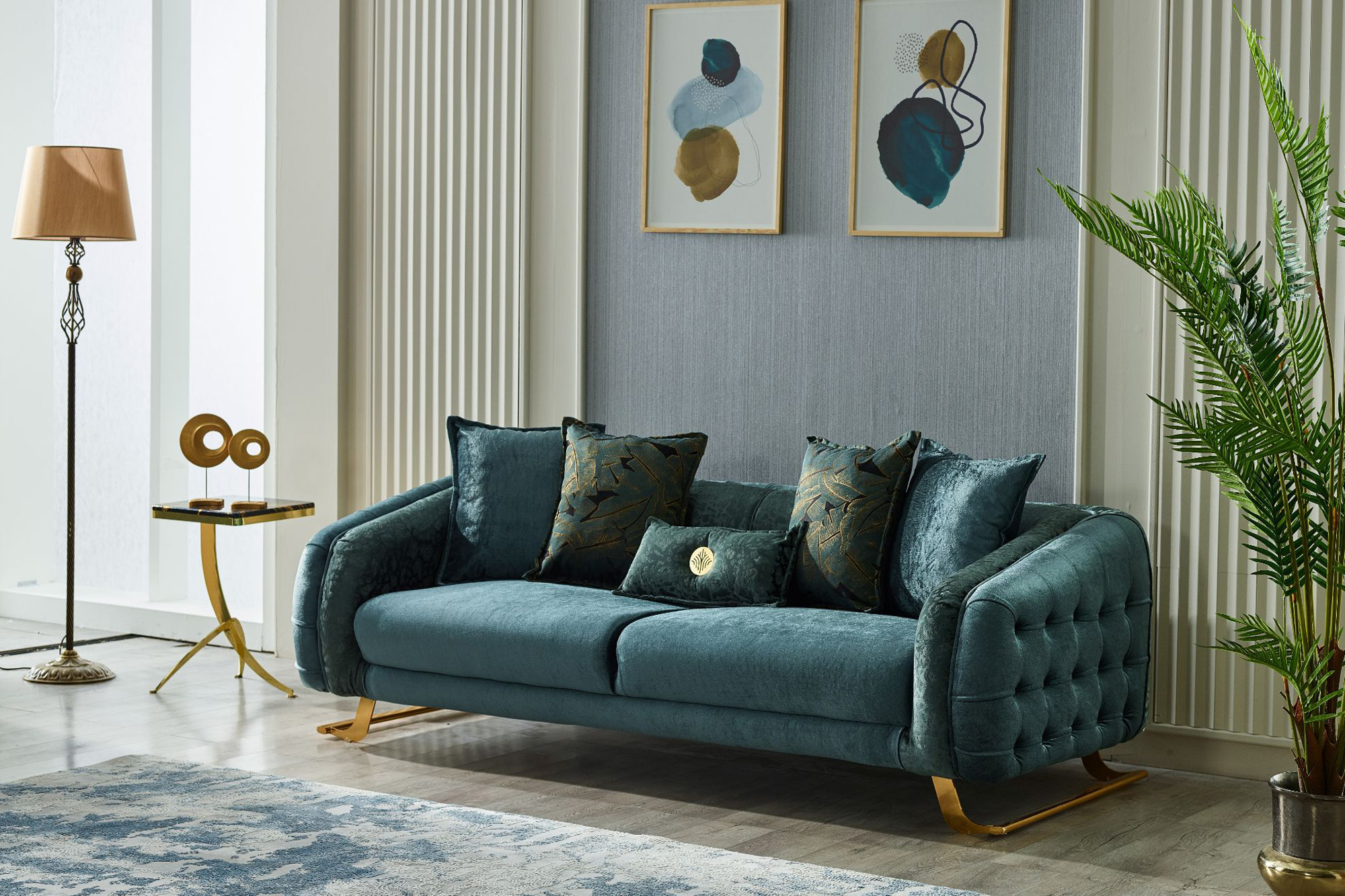 Furnia Laguna Stationary Sofa - Green, Fabric