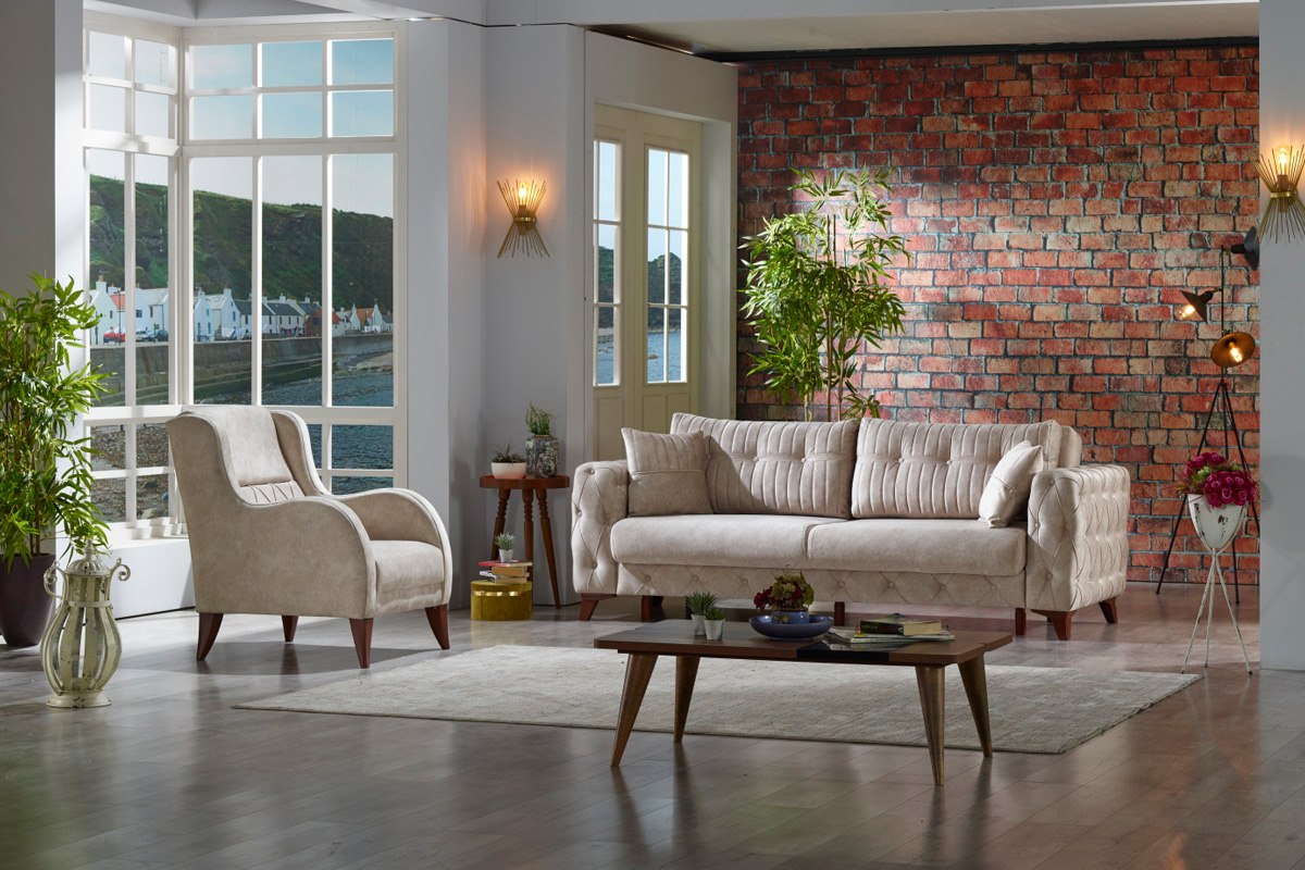 Furnia Lizbon Armchair - Cream, Fabric
