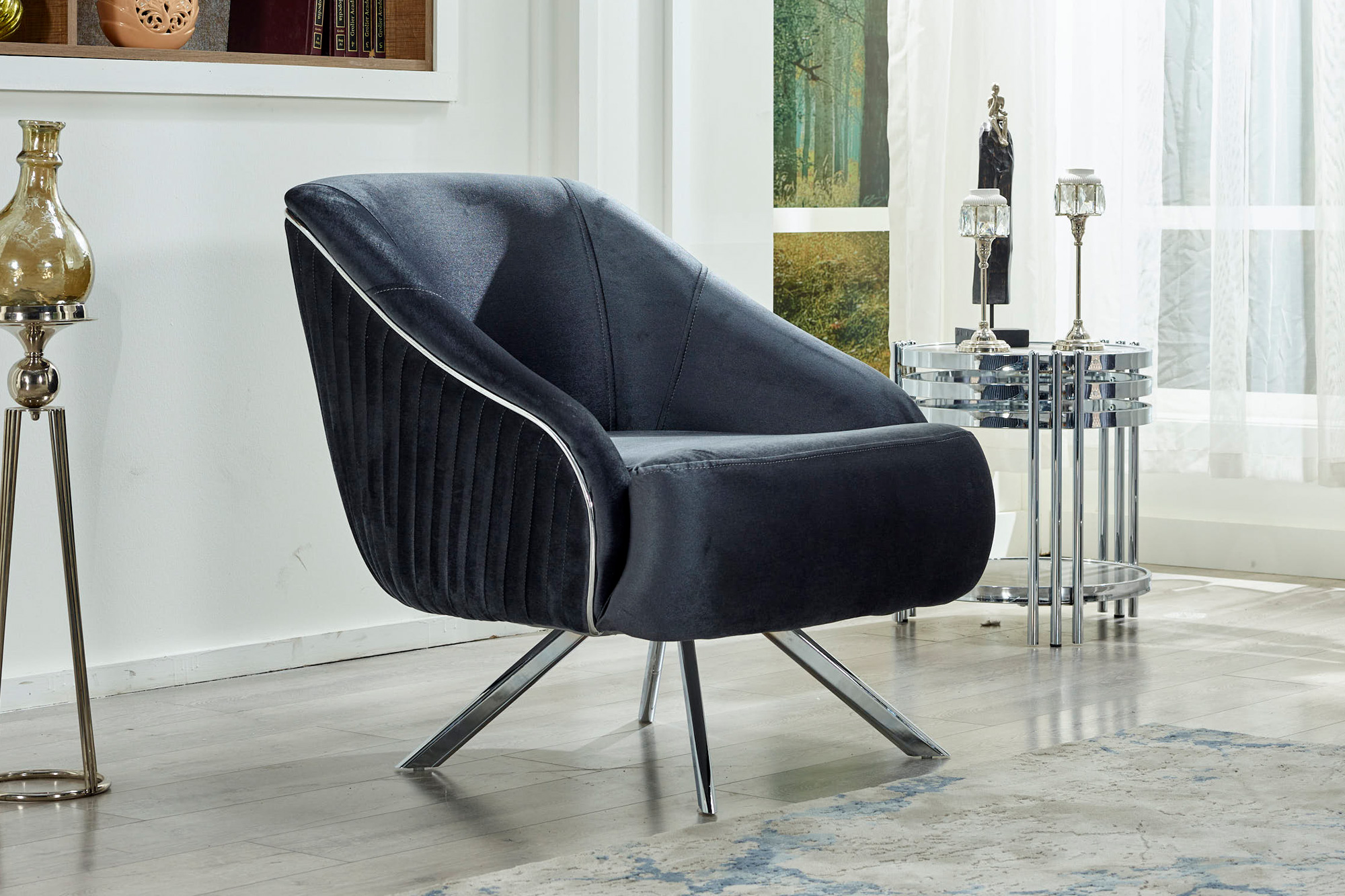 Furnia Lucas Armchair - Dark Gray, Fabric