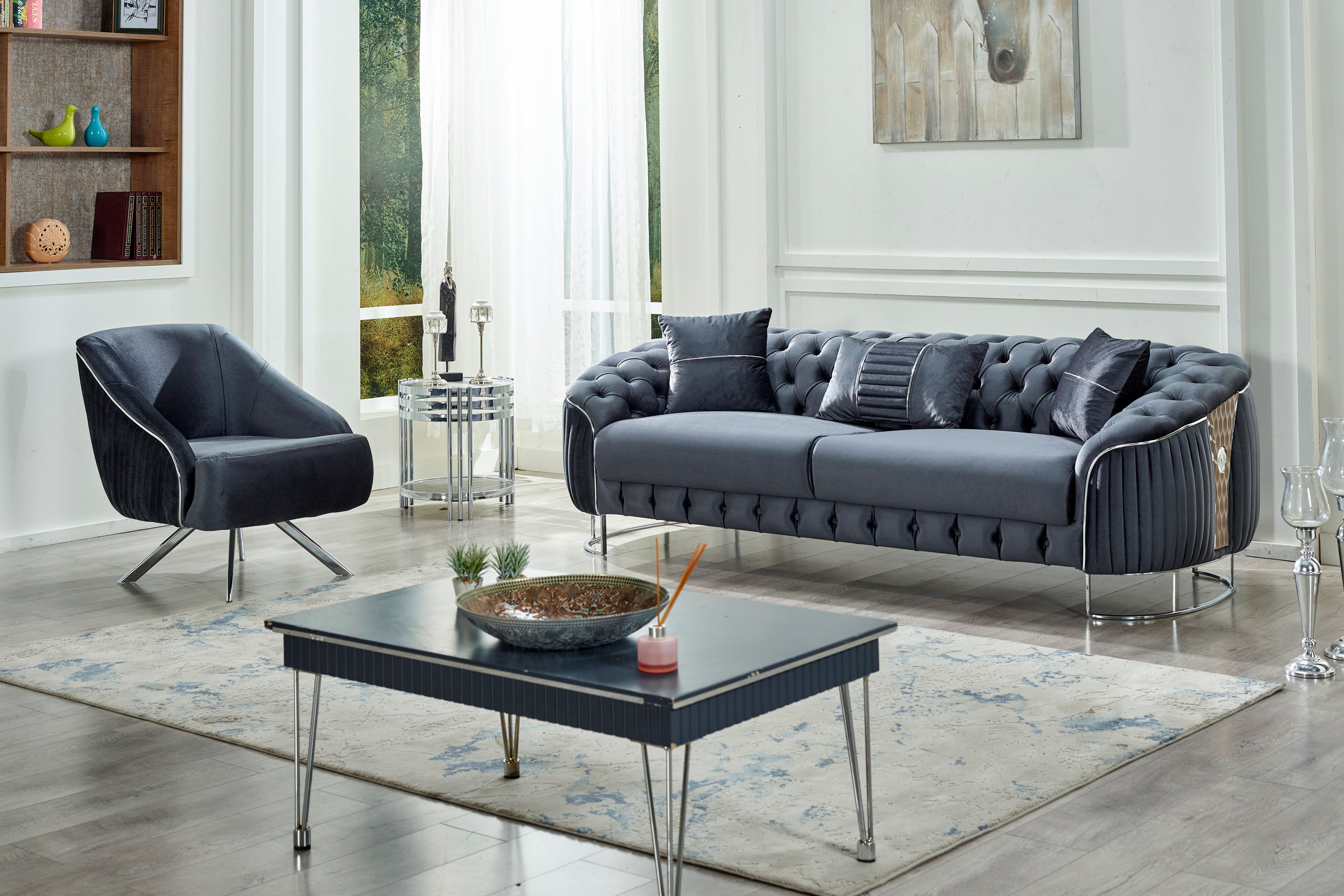 Furnia Lucas Armchair - Dark Gray, Fabric