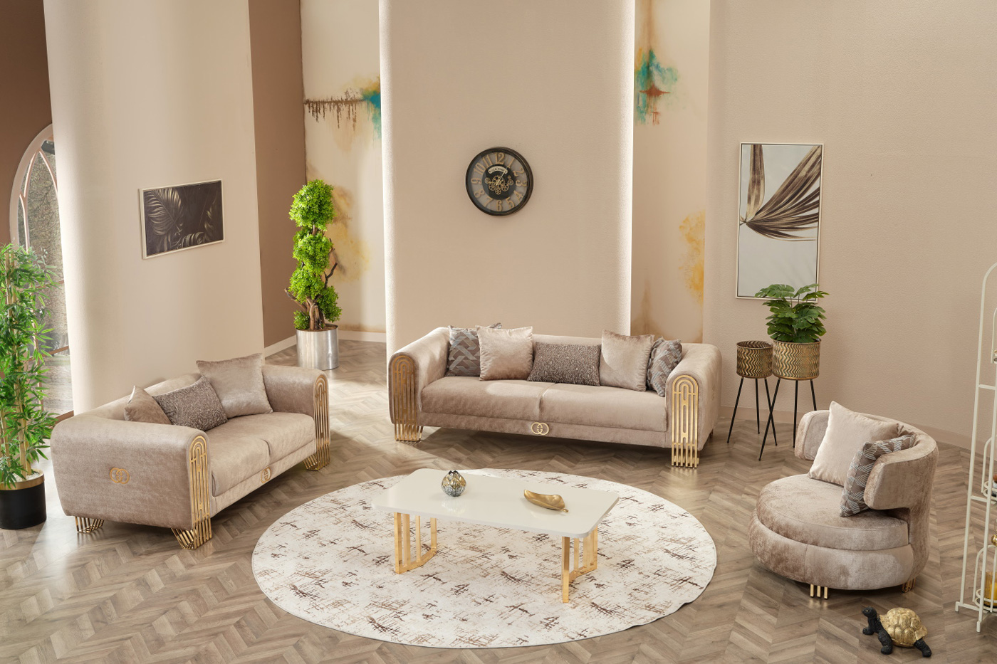 Furnia - Monaco Armchair in Beige, Fabric
