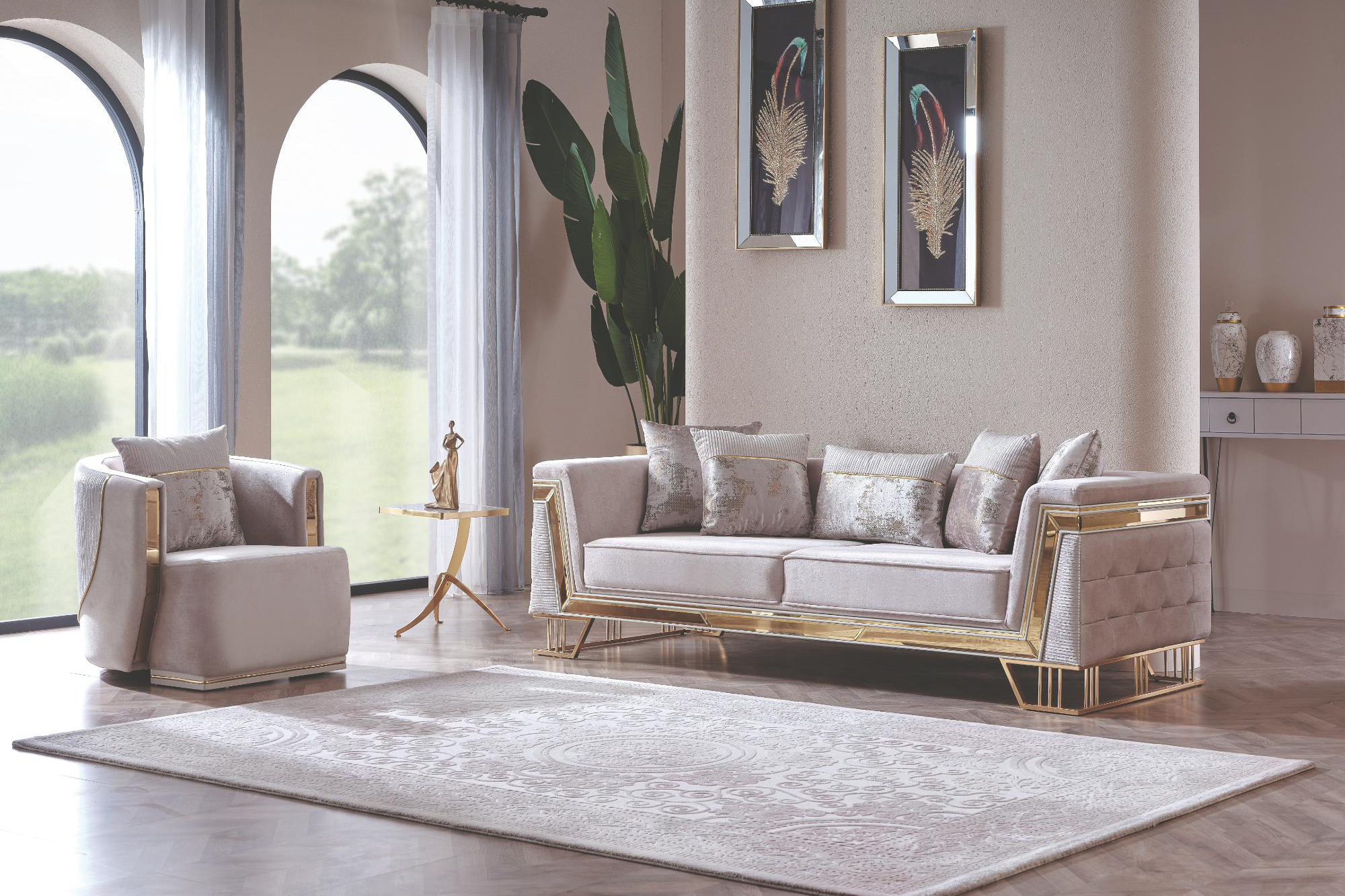 Furnia - Munich Armchair in Cream, Fabric