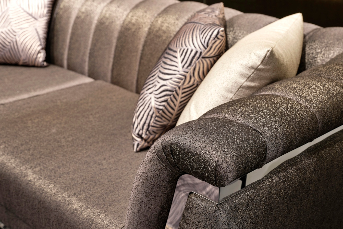Furnia Roma Stationary Sofa - Gray, Fabric